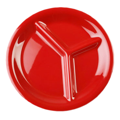 Thunder Group CR710PR Pure Red 10-1/4" 3 Compartment Plate | Case of 12