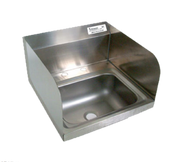 BK Resources BKHS-D-1410-SS 4" Center Deck Mount Faucet Hole 14" x 10" Hand Sink w/Side Splash