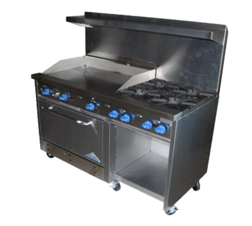 Comstock-Castle F33032-24 60" Gas Range w/ 6 Burners, Griddle, & 31" Oven | 214,000 BTU