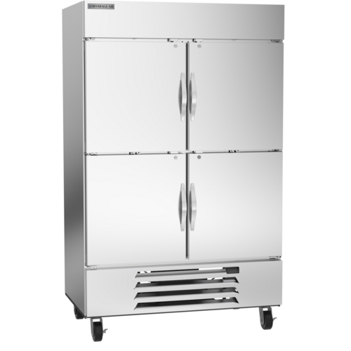 Beverage Air HBF49HC-1-HS 52" 4 Solid Half Door Bottom Mount Reach-In Freezer | 46.2 Cu. Ft.