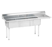 Advance Tabco FE-3-1515-15R-X 62" x 21" 3-Compartment Fabricated Sink w/ 15" Right Drainboard