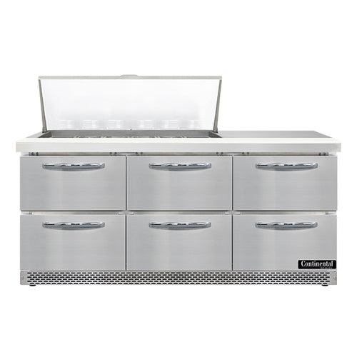 Continental Refrigerator SW72N18M-FB-D Refrigerated Counter, Mega Top Sandwich / Salad Unit