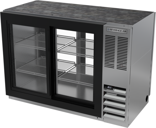 Beverage Air BB48HC-1-GS-F-PT-S 48" 4 Glass Door Stainless Pass Thru Back Bar Cooler | 13.6 Cu. Ft.