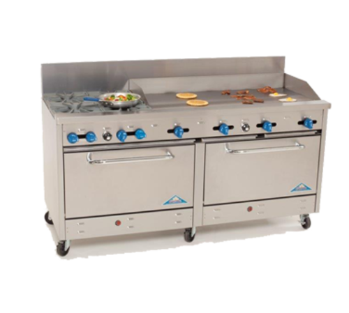 Comstock-Castle 2F330-60 72" Gas 2-Burner & Griddle Range w/ (2) 31" Ovens | 234,000 BTU