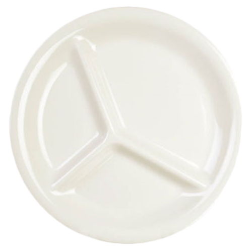 Thunder Group CR710V Ivory 10-1/4" 3 Compartment Plate | Case of 12