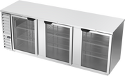 Beverage Air BB94HC-1-G-S 95" 3 Glass Door Stainless Back Bar Cooler | 37.82 Cu. Ft.