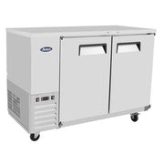 Atosa SBB59GRAUS 58" 2-Solid Door Shallow Depth Stainless Steel Back Bar Cooler | 15 Cu. Ft.