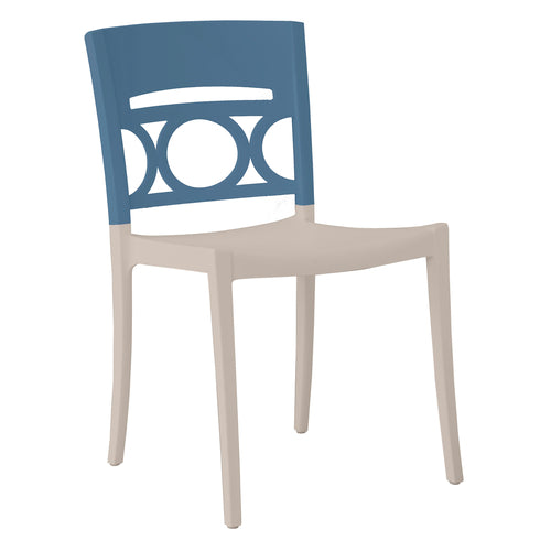 Grosfillex US656680 Moon Stacking Outdoor Chair | Denium Blue/Linen