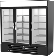 Beverage Air MMRF72-1-C-BW Black 3 Glass Door Dual Temp Refrigerator Freezer Merchandiser | 64.47 Cu. Ft.