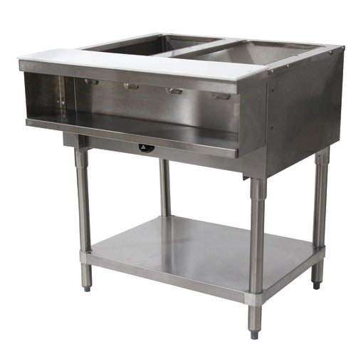 Advance Tabco WB-2G-LP 32" x 31" Stainless Steel 2 Well LP Gas Hot Buffet Table | 15,000 BTU
