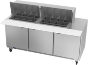 Beverage Air SPE72HC-24M 72" 3 Door Mega Top Refrigerated Sandwich Prep Table | (24) 1/6 Pan