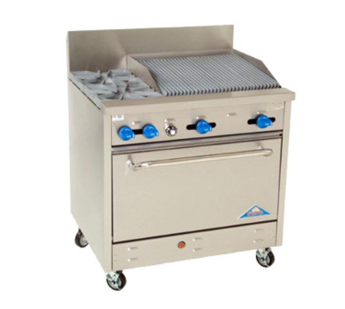 Comstock-Castle F330-2RB 36" Gas 2-Burner & Charbroiler Range w/ Extra Wide Oven | 144,000 BTU