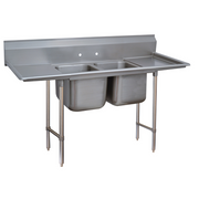 Advance Tabco T9-2-36-18RL-X 72" 2 Compartment Sink w/ 18" Right & Left Drainboards
