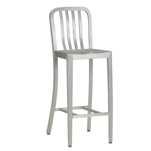 JustChair A22030 Aluminum Indoor / Outdoor Bar Stool | Metal Slat Back