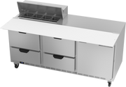 Beverage Air SPED72HC-08C-4 72" 4 Drawer 1 Door Refrigerated Sandwich Prep Table | (8) 1/6 Pan