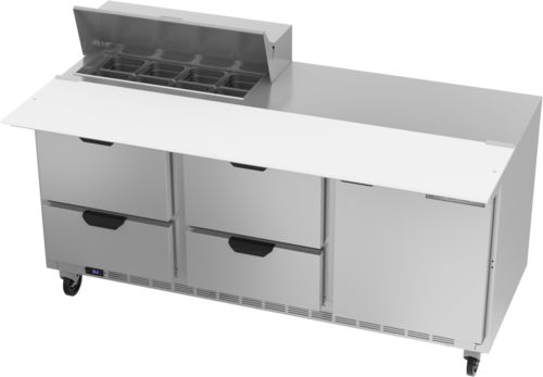 Beverage Air SPED72HC-08C-4 72" 4 Drawer 1 Door Refrigerated Sandwich Prep Table | (8) 1/6 Pan
