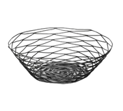 Tablecraft BK17510 Artisan Black Metal Round Tabletop Basket | 10" x 3"