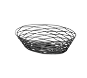 Tablecraft BK17409 Artisan Black Metal Oval Tabletop Basket | 9" x 6" x 2 1/4"