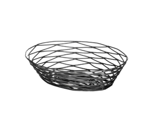 Tablecraft BK17409 Artisan Black Metal Oval Tabletop Basket | 9" x 6" x 2 1/4"