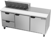 Beverage Air SPED72HC-10-2 72" 2 Drawer 2 Door Refrigerated Sandwich Prep Table | (10) 1/6 Pan