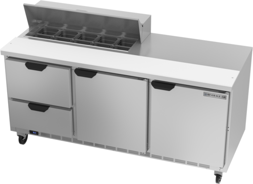 Beverage Air SPED72HC-10-2 72" 2 Drawer 2 Door Refrigerated Sandwich Prep Table | (10) 1/6 Pan
