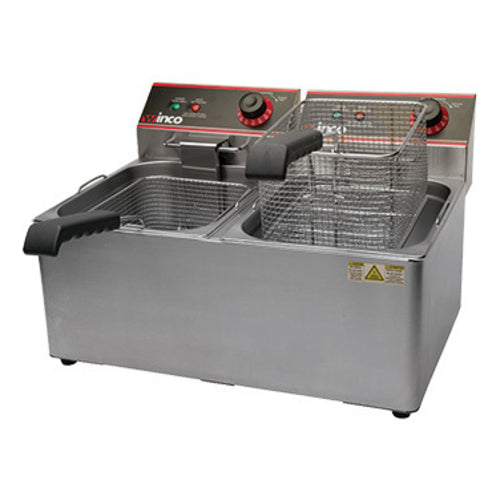 Winco EFT-32 Electric Countertop Twin Well Fryer | 32 lb Capacity