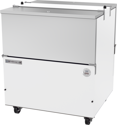 Beverage Air ST34HC-W 34" White Dual Sided Cold Wall Milk Cooler | 8 Crate Capacity