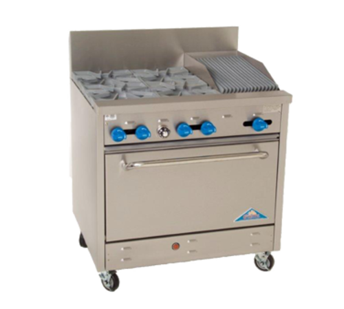 Comstock-Castle F330-1RB 36" Gas 4-Burner & Charbroiler Range w/ Extra Wide Oven | 168,000 BTU