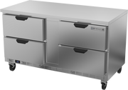 Beverage Air WTFD60AHC-4-FLT 60" 4 Drawer Worktop Freezer w/ Flat Top | 14.39 Cu. Ft.