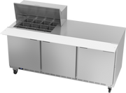 Beverage Air SPE72HC-12M 72" 3 Door Mega Top Refrigerated Sandwich Prep Table | (12) 1/6 Pan