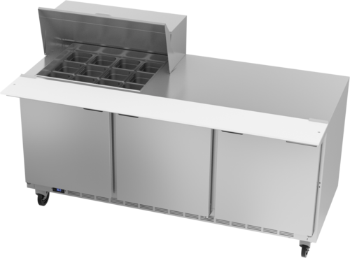 Beverage Air SPE72HC-12M 72" 3 Door Mega Top Refrigerated Sandwich Prep Table | (12) 1/6 Pan