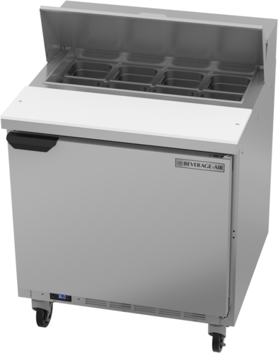 Beverage Air SPE32HC-08 32" 1 Door Rear Mount Refrigerated Sandwich Prep Table | (8) 1/6 Pan