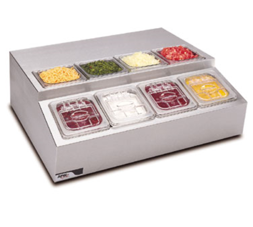 APW Wyott RTR-8 27.5" Countertop Refrigerated Prep Rail | (8) 1/6 Pan Capacity