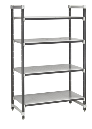 Cambro EXU244872S4480 Camshelving® Elements XTRA 4-Shelf Solid Starter Shelving Unit
