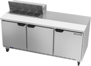 Beverage Air SPE72HC-08 72" 3 Door Rear Mount Refrigerated Sandwich Prep Table | (8) 1/6 Pan