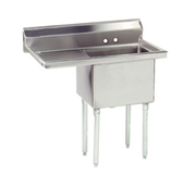 Advance Tabco FE-1-1824-24L-X 44" x 30" 1-Compartment Fabricated Sink w/ 24" Left Drainboard