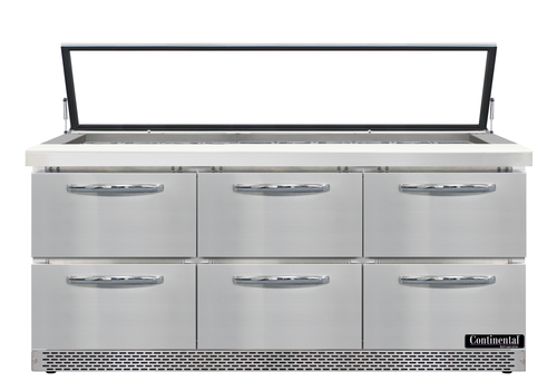 Continental Refrigerator SW72N30M-HGL-FB-D Refrigerated Counter, Mega Top Sandwich / Salad Unit