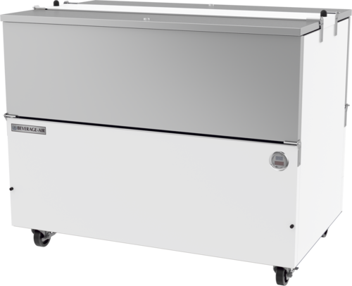 Beverage Air ST49HC-W-02 49" White Dual Sided Milk Cooler w/ Stainless Steel Interior | 12 Crate Capacity