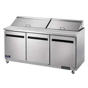 Arctic Air AST72R 72" 3 Door Refrigerated Sandwich Prep Table | (18) 1/6 Pans