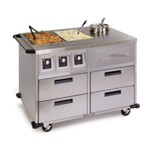 Lakeside 6745 Serve-All Stainless Steel Mobile Food Station | 3 Wells | 4 Drawers