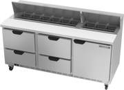 Beverage Air SPED72HC-18-4 72" 4 Drawer 1 Door Refrigerated Sandwich Prep Table | (18) 1/6 Pan