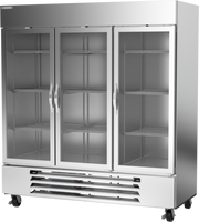Beverage Air HBRF72HC-1-C-G 3 Glass Door Dual Temp Refrigerator Freezer | 64.47 Cu. Ft.