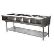 Advance Tabco WB-5G-NAT 78" x 31" Stainless Steel 5 Well Natural Gas Hot Buffet Table | 25,000 BTU