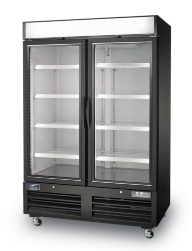 Arctic Air AFGDM49 54" 2 Glass Door Black Merchandiser Freezer | 49 Cu. Ft.