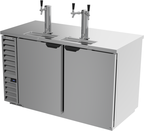 Beverage Air DD58HC-1-S 59" Stainless Steel 2 Tower 3 Tap Draft Beer Cooler | (3) 1/2 Keg