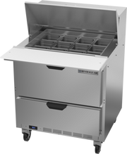 Beverage Air SPED32HC-12M-2 32" 2 Drawer Mega Top Refrigerated Sandwich Prep Table | (12) 1/6 Pan
