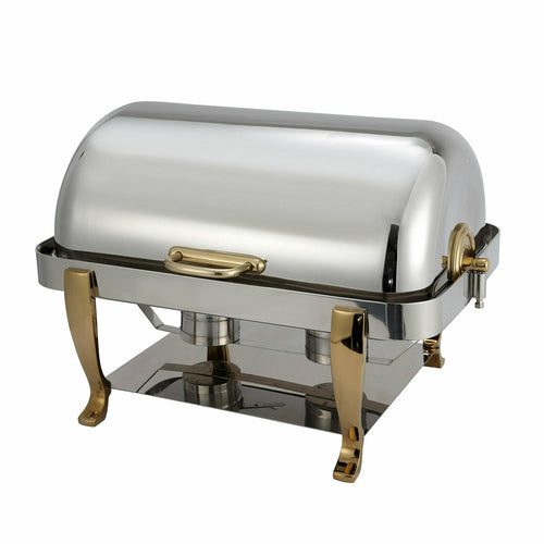 Winco 108A Vintage 8 Qt. Full Size Chafer w/ Gold Accents