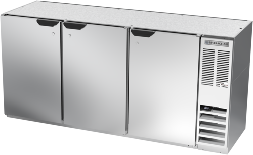 Beverage Air BB72HC-1-S 72" 3 Solid Door Stainless Back Bar Cooler | 19.92 Cu. Ft.
