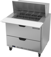 Beverage Air SPED36HC-12M-2 36" 2 Drawer Mega Top Refrigerated Sandwich Prep Table | (12) 1/6 Pan