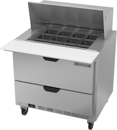 Beverage Air SPED36HC-12M-2 36" 2 Drawer Mega Top Refrigerated Sandwich Prep Table | (12) 1/6 Pan